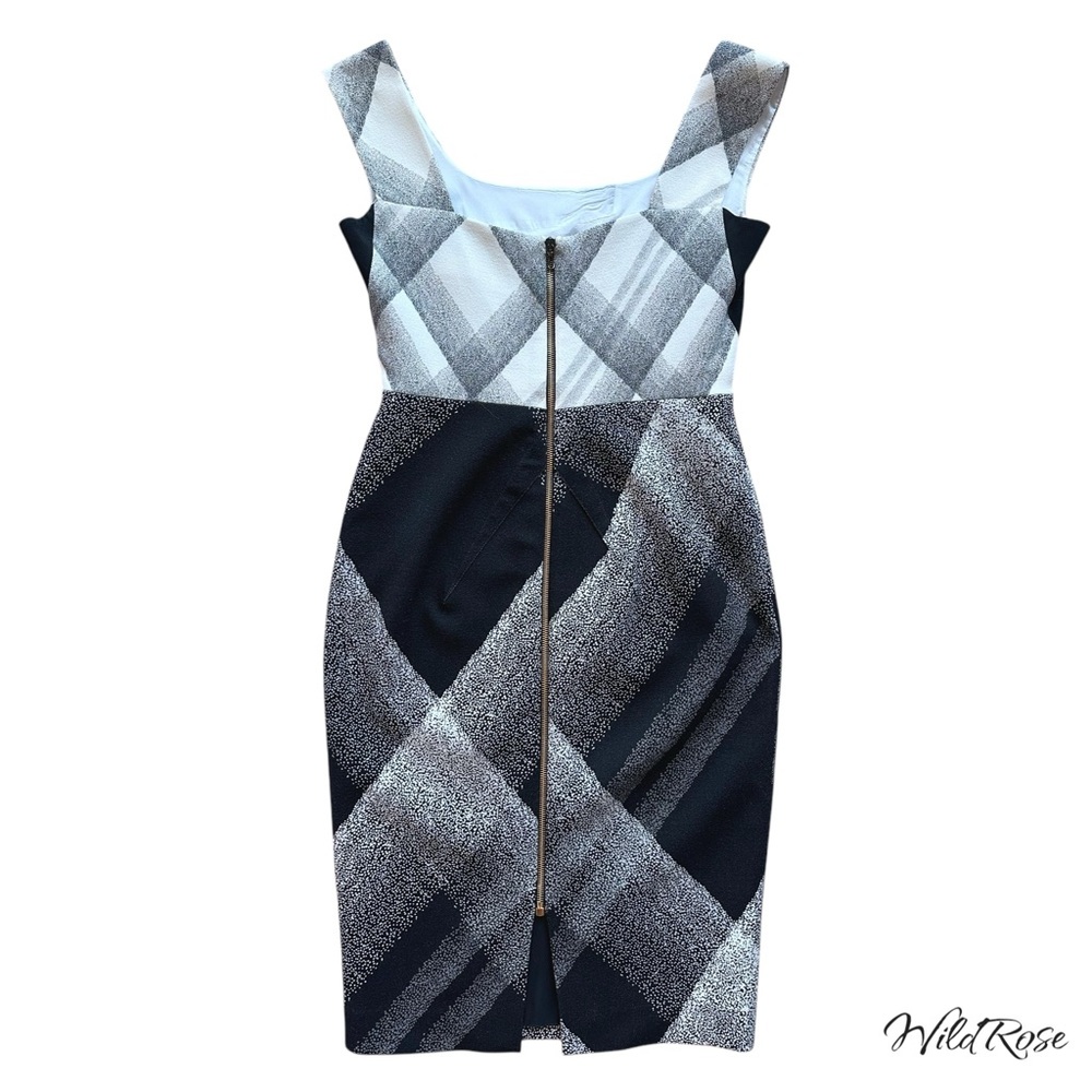 Roland Moutet Black White Plaid Sheath Dress Sz Us 8 View 5